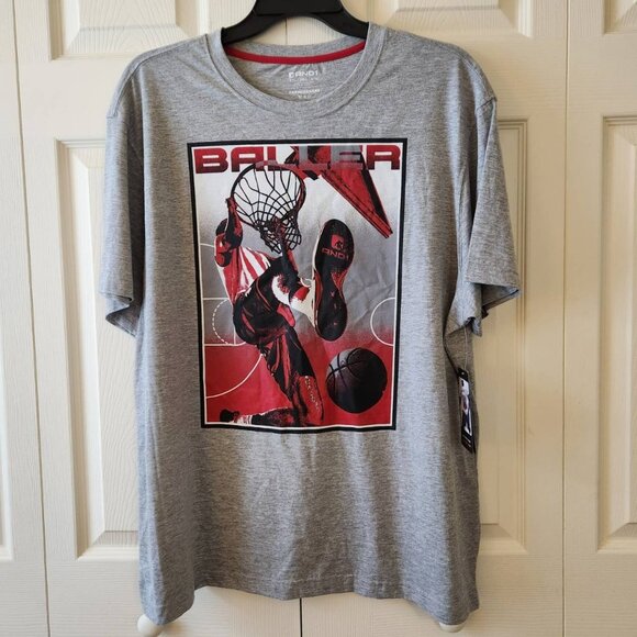 AND1 Men's Graphic Basketball Tee Baller Print Grey Heather 2XL - Picture 1 of 8